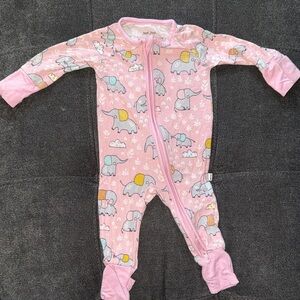 NB Little Sleepies Pink Elephant Print One Piece
